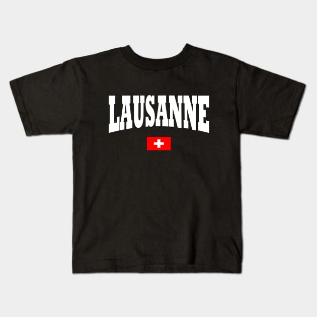 Lausanne with switzerland flag Kids T-Shirt by TTL